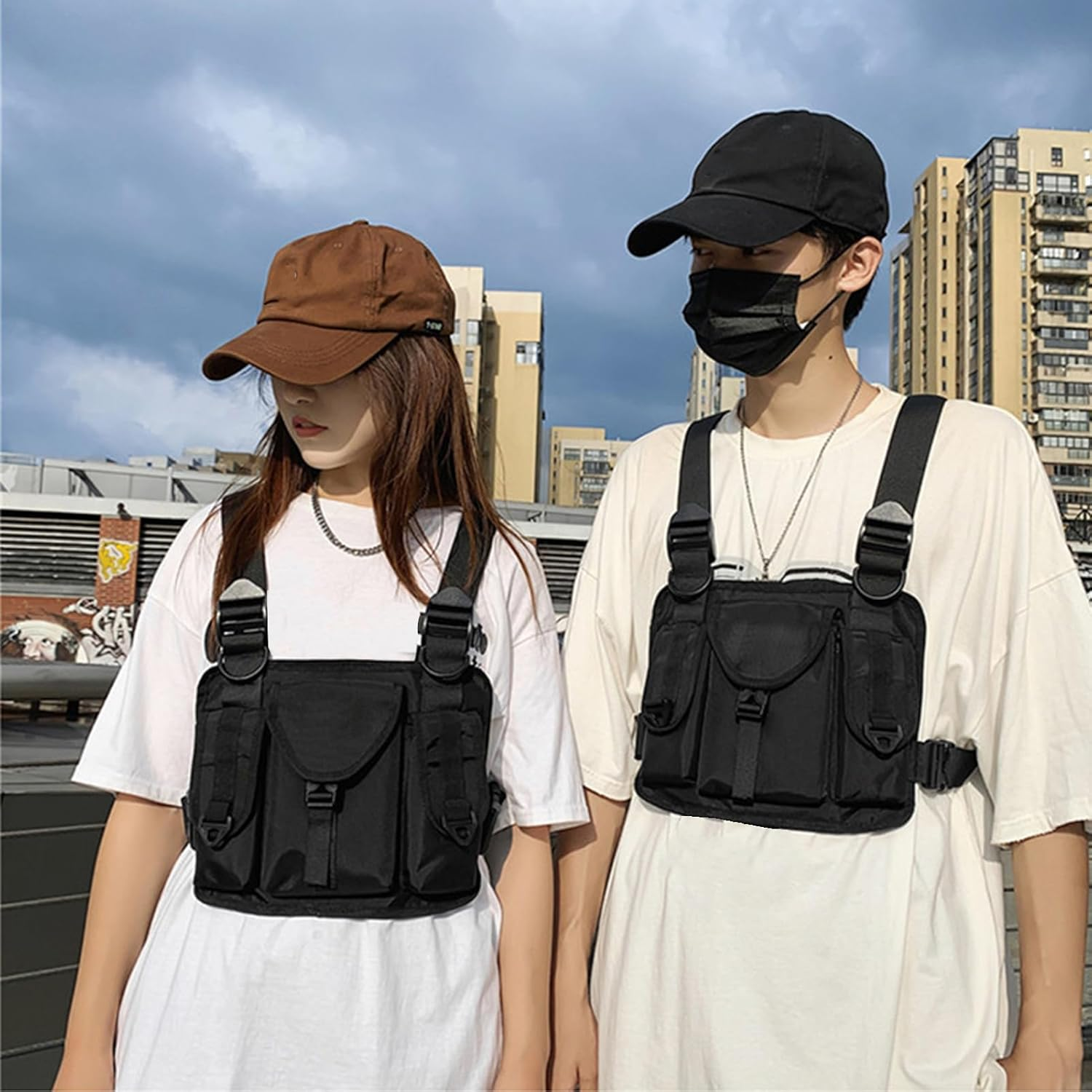 Chest Pack - Running Bag with Adjustable Shoulder Straps | Multiple Pocket Storage Organiser for Fishing, Training, Hiking, Cycling, Lightweight Waterproof Chest Rig for Men Women Outdoor image number 2