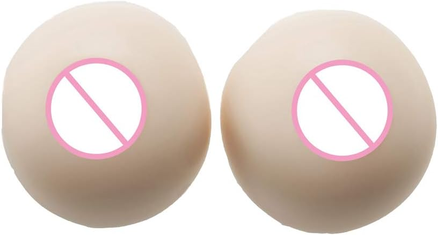 Baronhong Sticky Silicone Breast Forms Mastectomy Prosthesis Bra Portable Fake Boobs for Cosplay Crossdresser;Circular 1 Pair