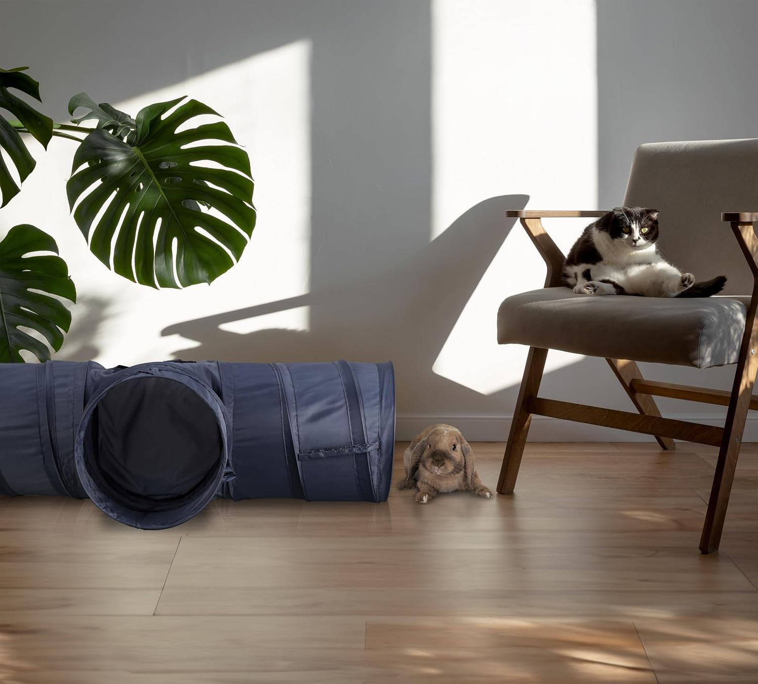 Relaxdays, Grey Cat Tunnel, Foldable Cat Tube, HBT: 25 X 86.5 X 53 Cm, Play Tunnel 3 Way, Polyester, Cat Roll image number 4