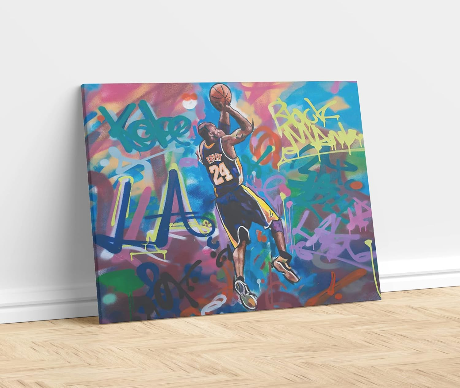 Canvas Wall Art Prints for Kobe Bryant Forever Mamba La 24 Basketball Player Poster Graffiti Picture Artwork Colorful Painting Sports Star Wall Decor - 12X18 Inch image number 1