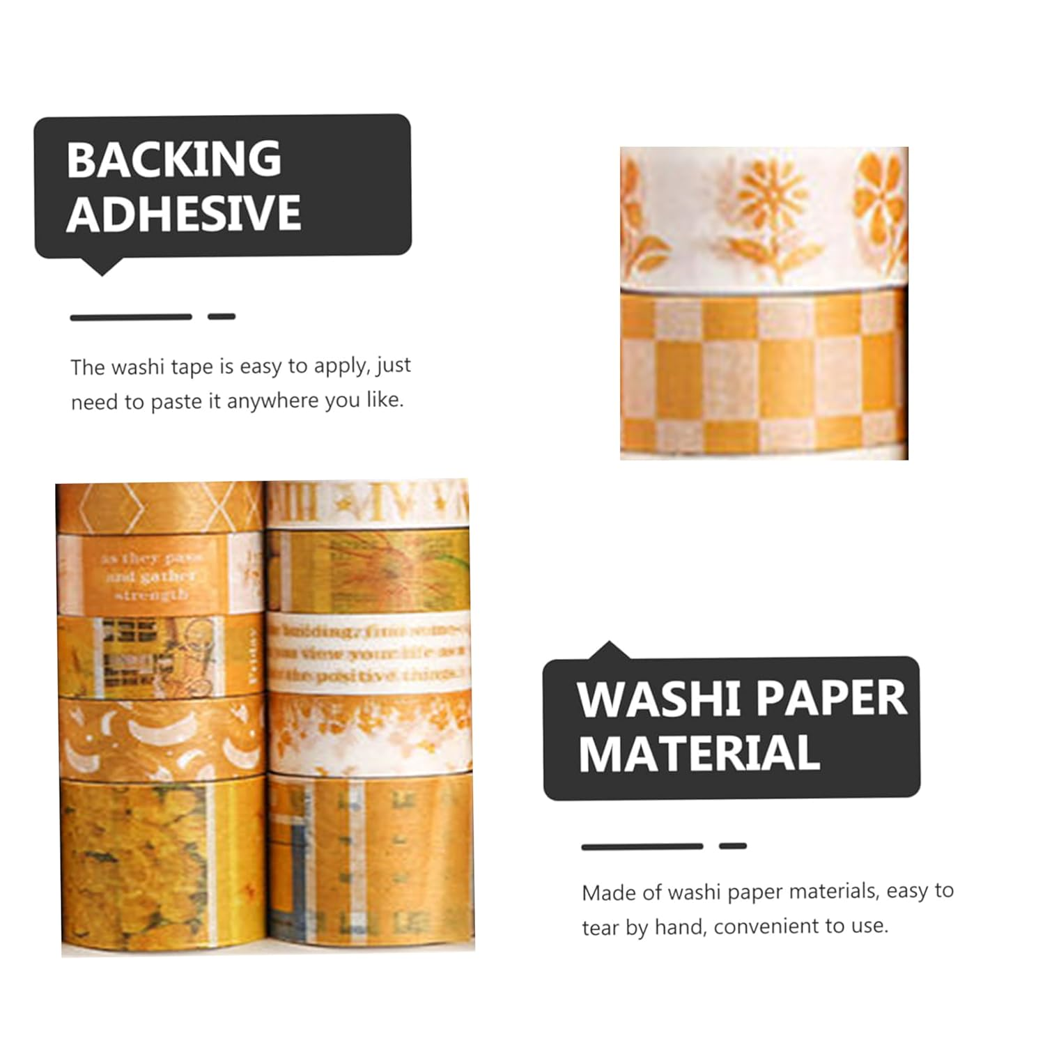 Decorative Washi Tape Set, 20 Rolls, Vintage Style for Crafts, Journals, Scrapbooks image number 6