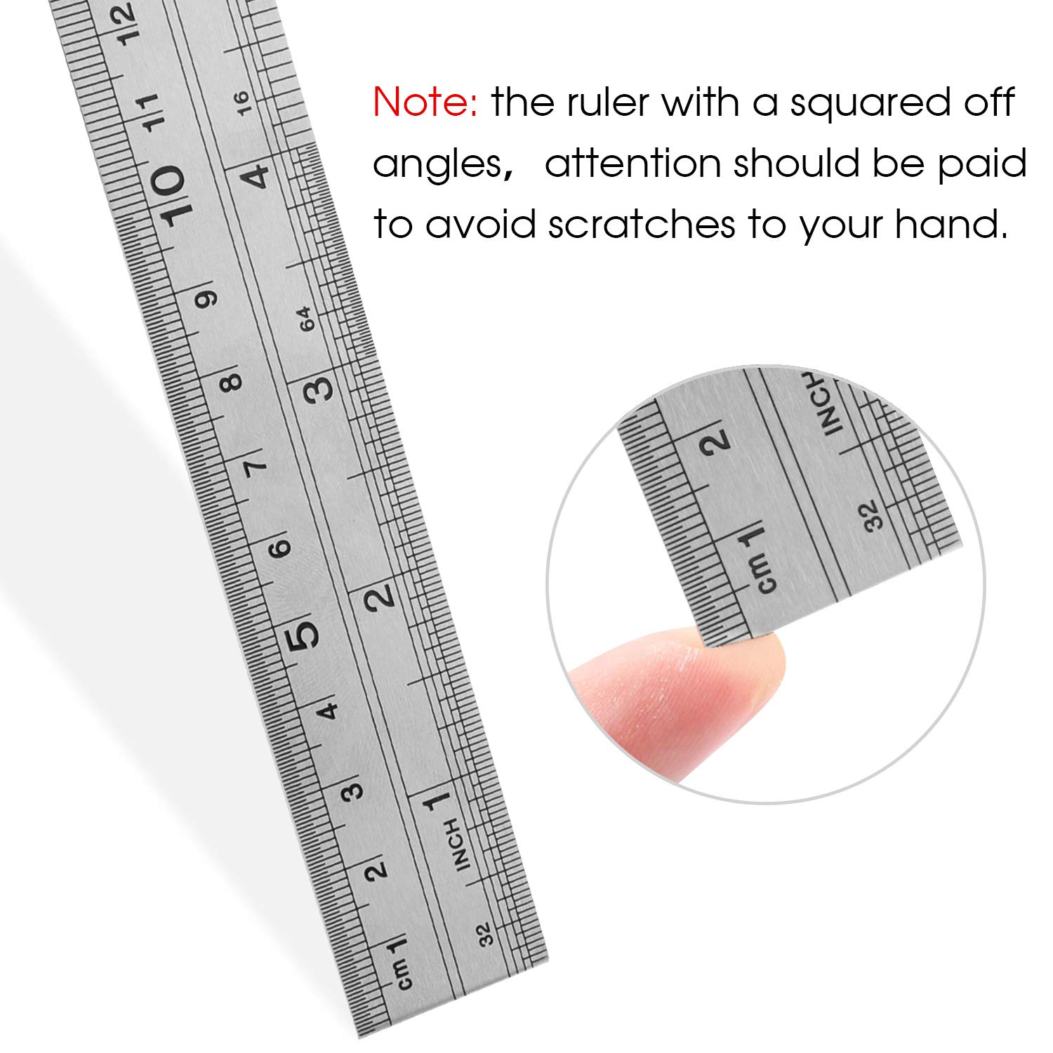 Stainless Steel Ruler 15Cm+20Cm+30Cm Office Ruler 3 Pieces Set Metal Rulers Kit for Engineering, Teaching (3 X Ruler) image number 6