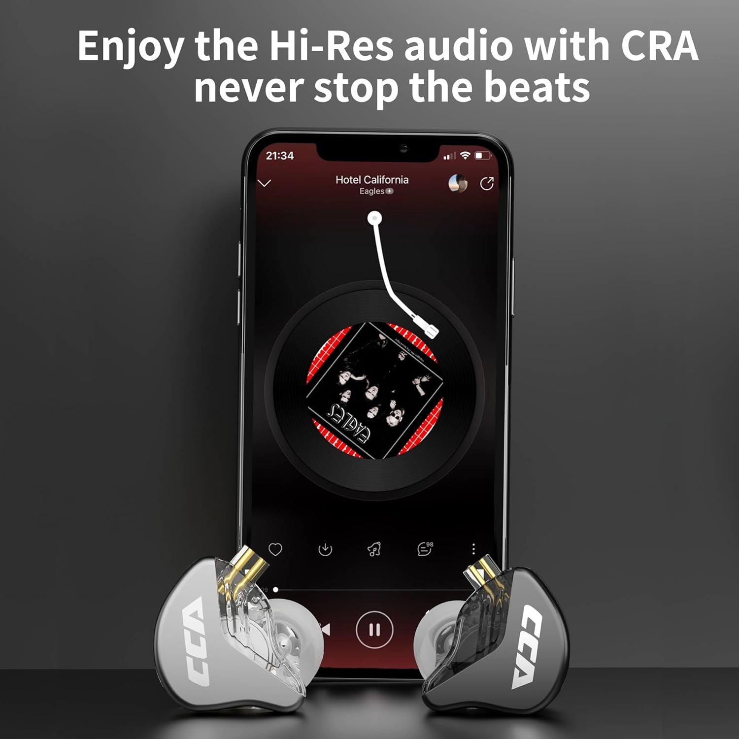 Keephifi CCA CRA In-Ear Headphones, Ultra Thin Membrane, Dynamic Driver, IEM, Clear Sound and Deep Bass, Wired Earbuds with Microphone and Tangle-Free Detachable Cable image number 1