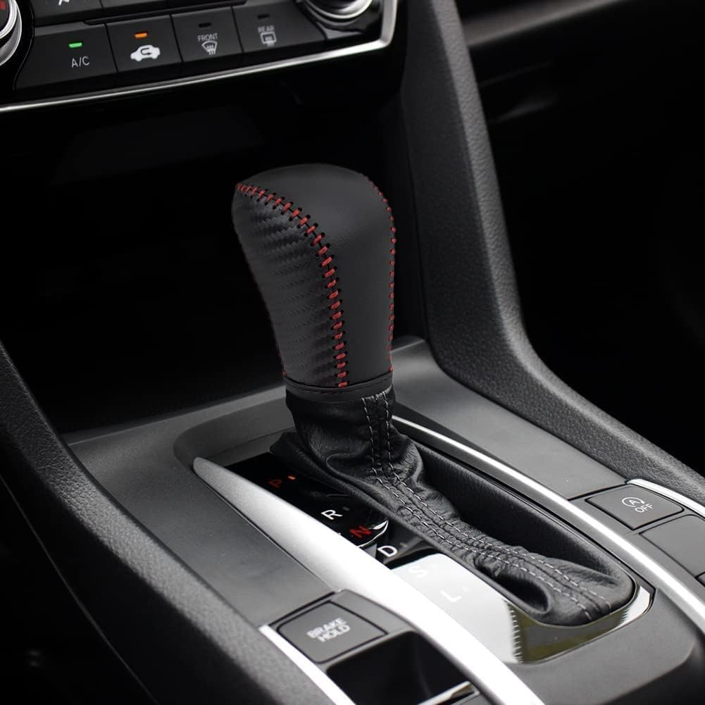 Auto Car Leather Gear Shift Knob Cover for Honda Civic 10Th Gen 2021 2020 2019 2018 2017 2016 Accessories (B) - B image number 3