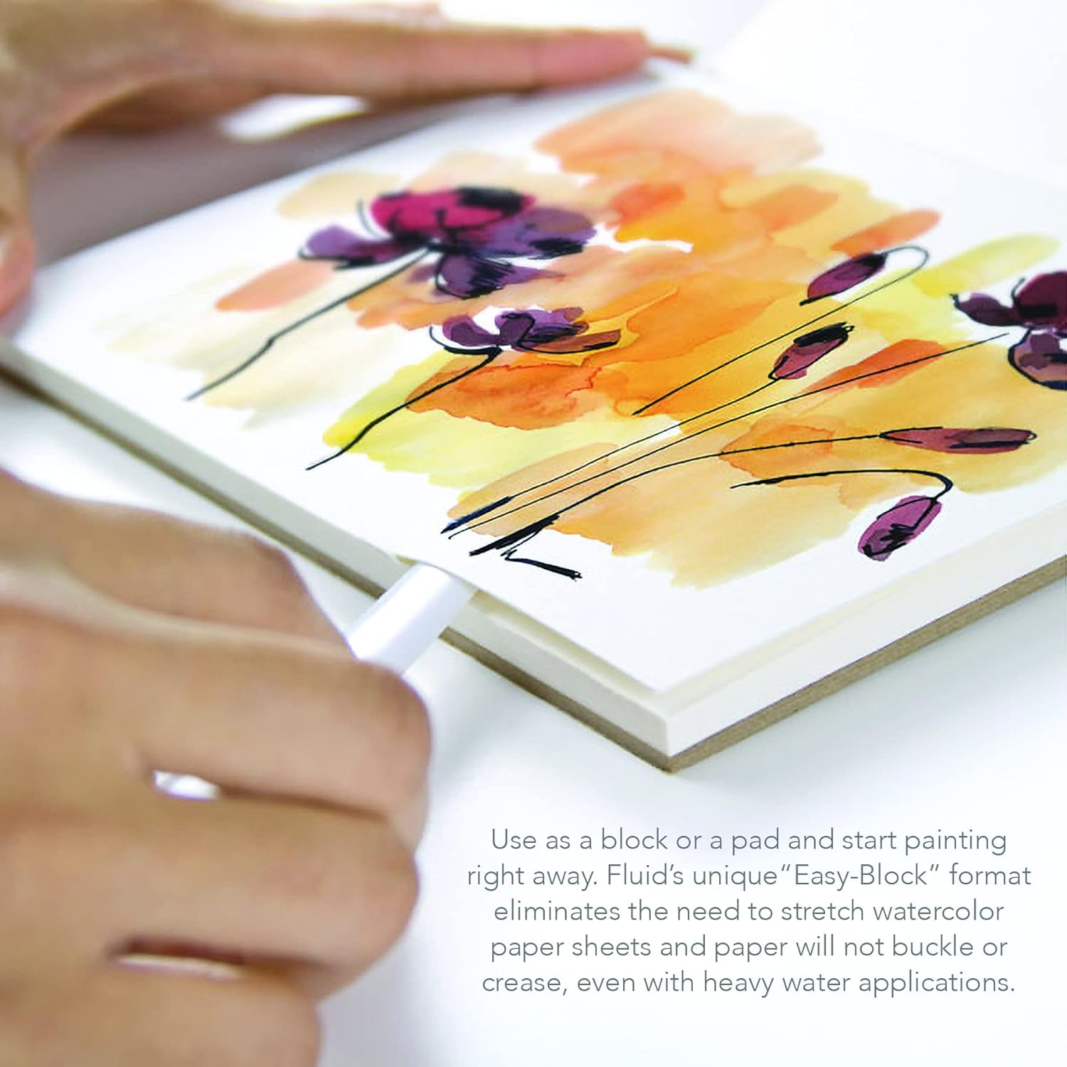 Speedball Fluid Easy HP Watercolour Block Pad, 15 Sheets 6X8 Inches, Quality and Durability for Artistic Expression, Ideal for Wet and Dry Art Techniques image number 1