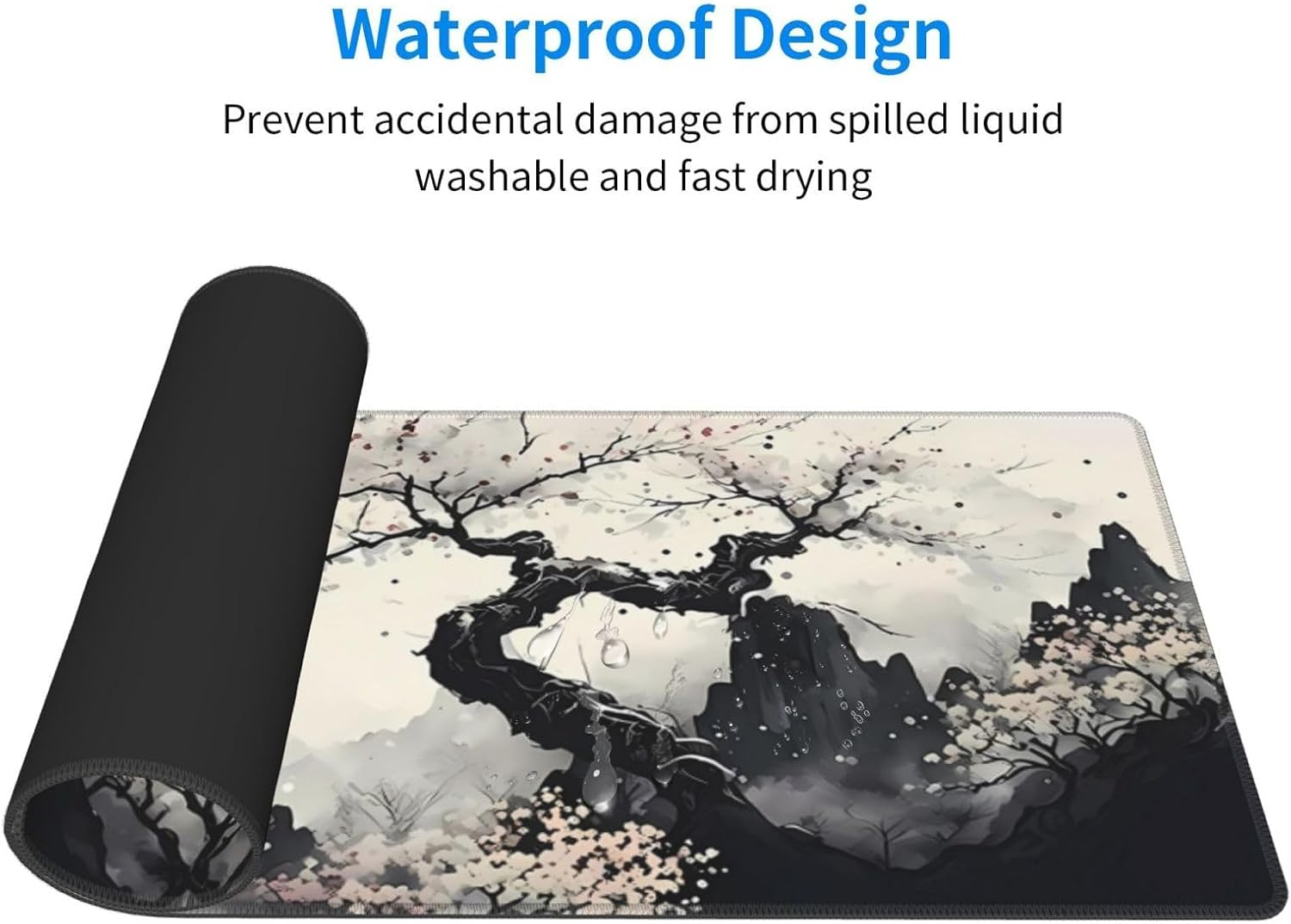 FACAICAI Mouse Pad, Large Desk Mat, Anime Gaming Keyboard Mat, Non-Slip Rubber Base, Big Extended Desk Protector for Home Office (Cherry Blossom, 30 X 80Cm) - Stock Market image number 4