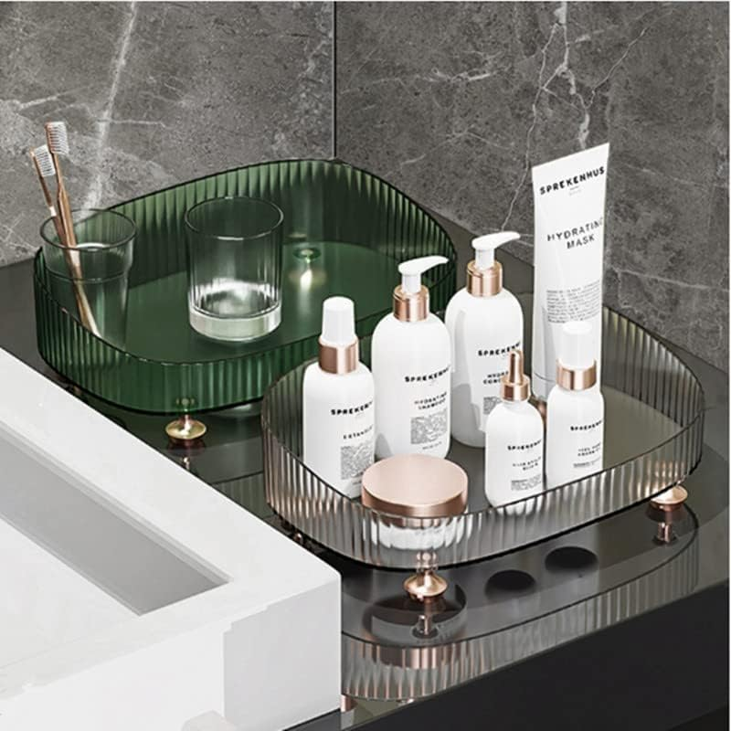 Jotron Makeup Perfume Organizer, Vanity Tray, Cosmetic Skincare Tray, Countertop Organizer Tray for Bathroom, Clear image number 1