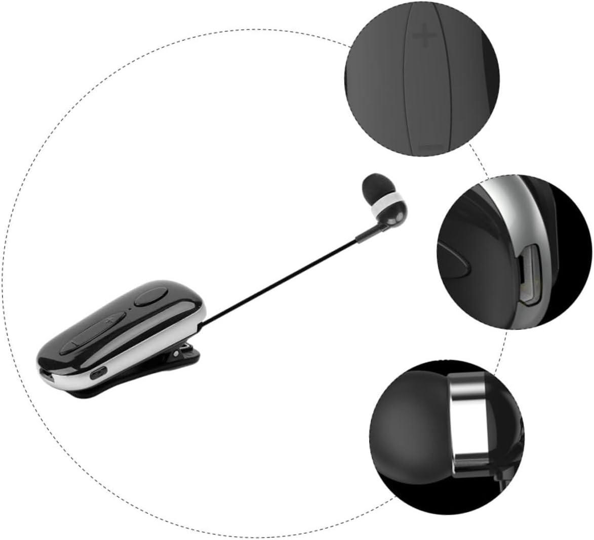Tofficu Wireless Headphone Clip-On Earbud Sports Headset Retractable Design Lightweight Comfortable for Outdoor Exercise and Running Black image number 1
