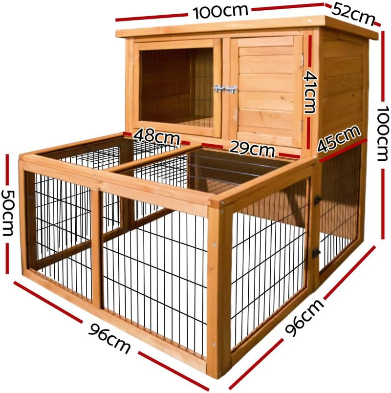 I.Pet Chicken Coop Large Rabbit Hutch, Coops Wooden Pet House Run Cage Walk in Bunny Hen Chook Guinea Pig Ferret, Metal Outdoor Door Roof Weatherproof Farm - Mid 2 image number 6