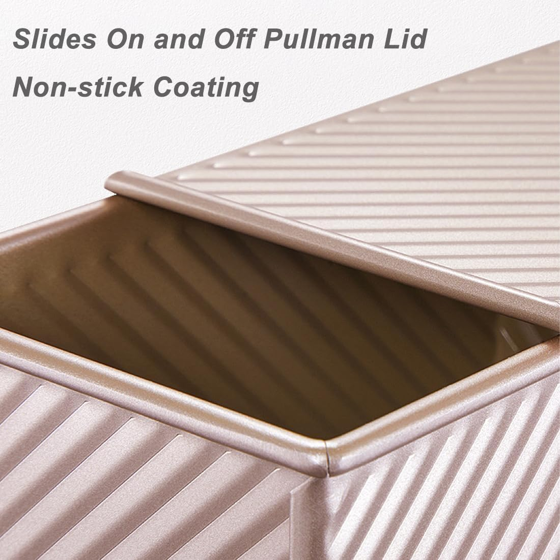 PENGQIMM Large Pullmanloaf Tin with Lid,Bread Toast Mold with Cover Non-Stick Pullman Loaf Tin 1000G / 2.2Lb Dough Non Stick Loaf Tins for Baking,Aluminum Alloy Loaf Pan for Oven Baking image number 6