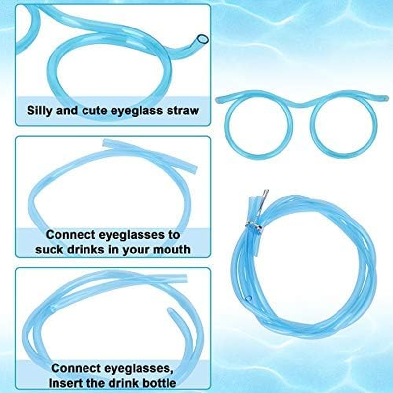 8PCS Silly Straw Glasses, Reusable Fun Loop Drinking Straw Eye Glasses, Novelty Eyeglasses Straw for Party Annual Meeting Parties Birthday (8 Colors) image number 3