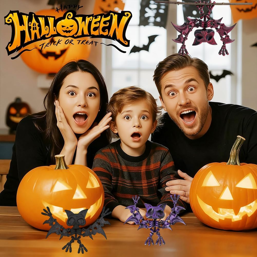 Halloween 3D Night Light Bat Model Set of 3 Joint Movable Simulation Bat Halloween Parties Decoration for Window Garden Christmas Tree Home Creative Gifts image number 4