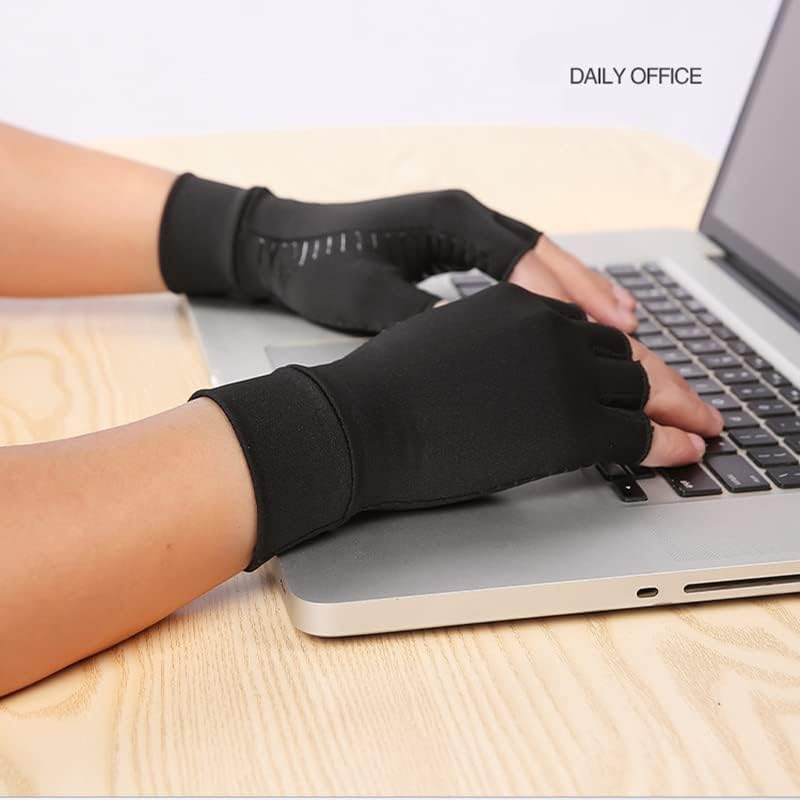 Compression Copper Arthritis Gloves Hand Wrist Brace Finger Pain Relief Supportf - Anti-Odor, Fingerless Design for Men & Women, Ideal for Carpal Tunnel & Sports image number 6