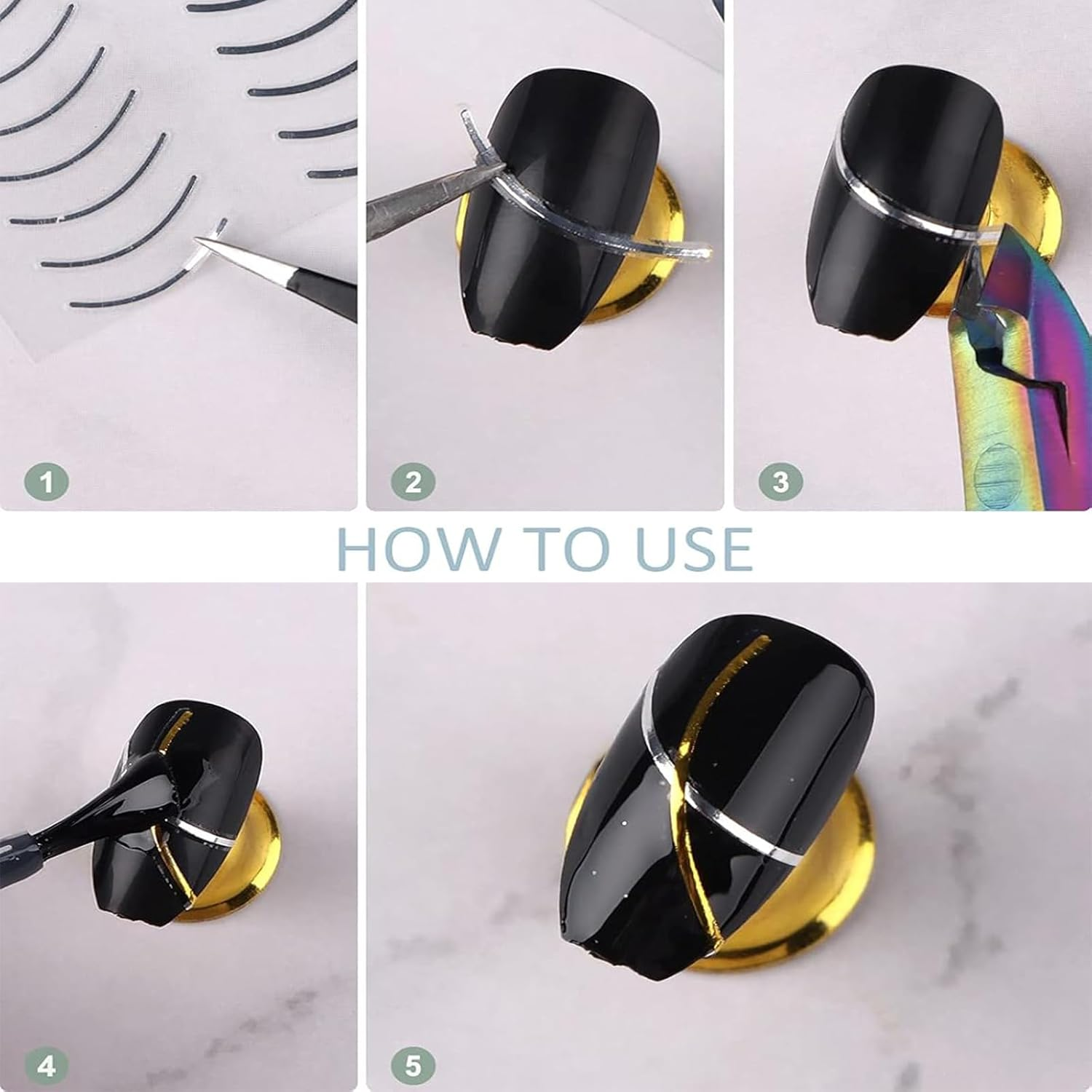 12 Sheets Line Nail Art Stickers, Rose Gold & Silver Metallic Self-Adhesive 3D Curve, Stripe, Wave Decals, French Nail Designs, Nail Art Supplies for Women & Girls image number 6