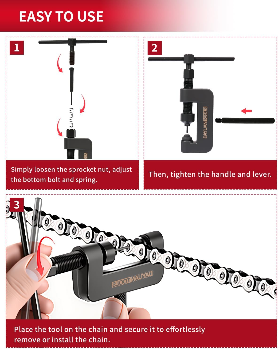 Chain Breaker 13-Piece Set with Carrying Case &ndash; Chain Cutter and Riveter for Motorcycle, Bike, ATV image number 6