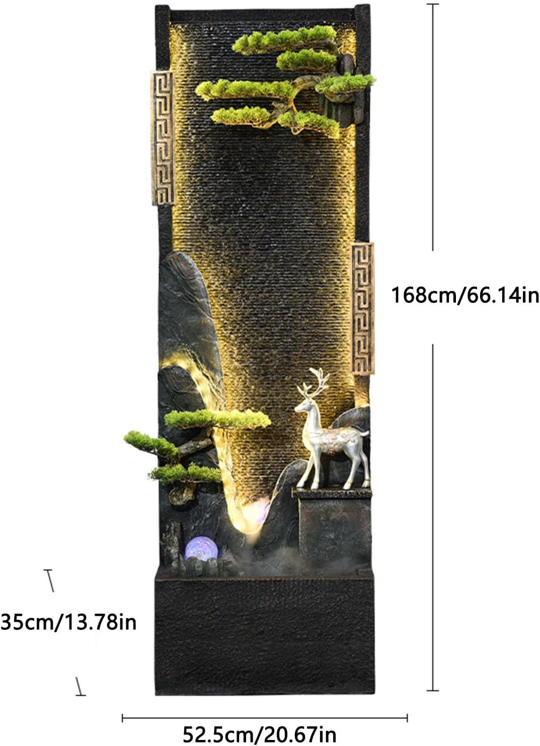 Outdoor Fountain Chinese-Style Circulating Water Curtain Wall Fountain with Artificial Mountain and Flowing, Floor-Standing Decorative Ornament, Suitable for Living Room or Office image number 1