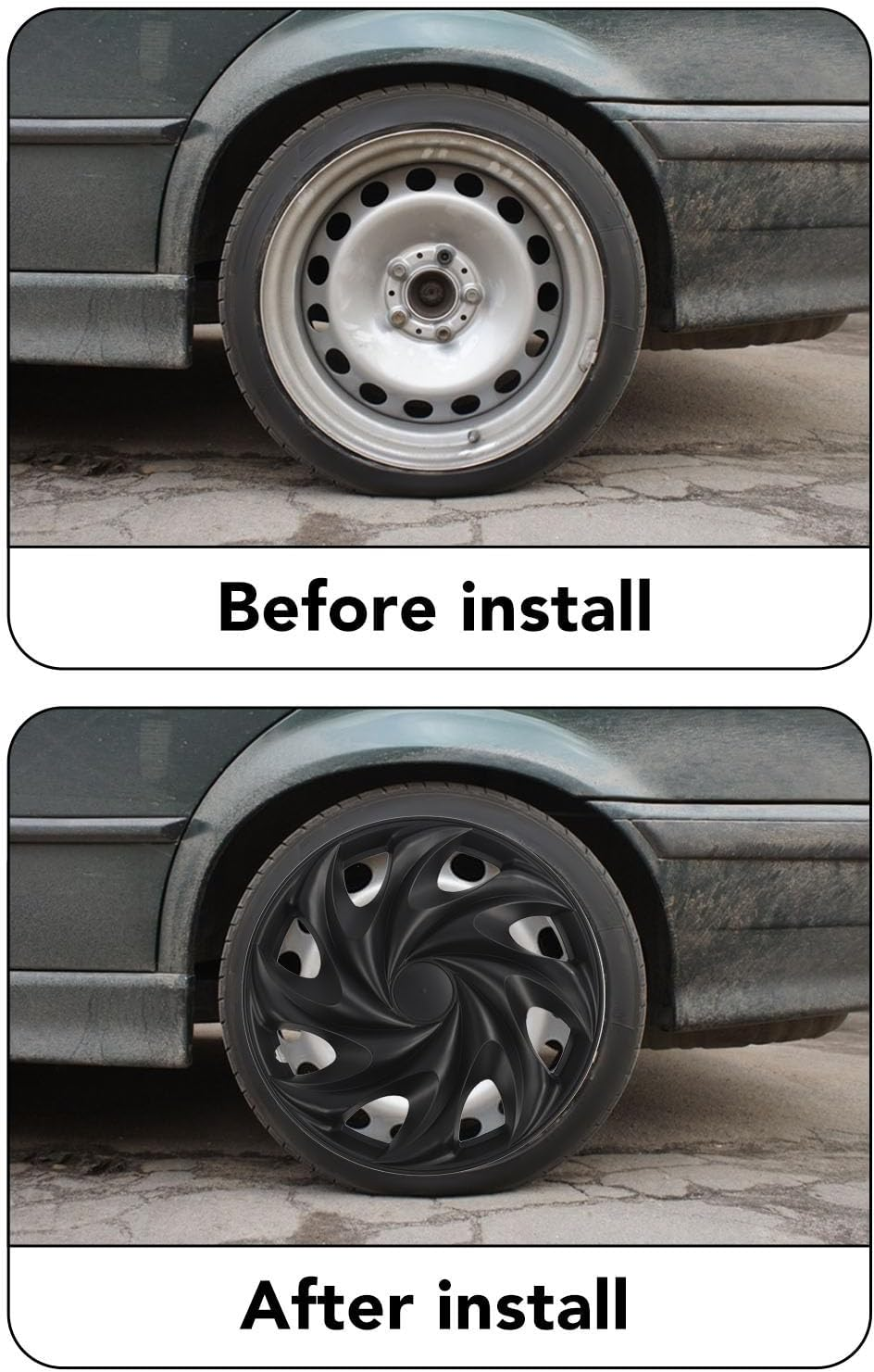 4Pc 15 Inch Hubcap Wheel Covers, Stylish and Sturdy Rim Protectors Universal Hubcap for Cars Trucks Vans, Protects and Beautifies Vehicle, Auto Tire Rim Replacement image number 4