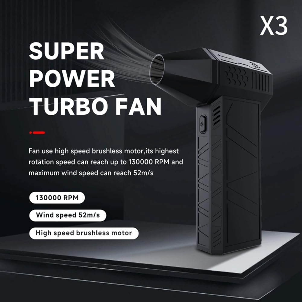 Tuperoymse X3 Upgrade Mini Turbo Jet Fan Powerful Blower 130000R PM50+M/S 3000Mah Violent Turbo Fan for PC Keyboard Camera Easy Install Easy to Use image number 1