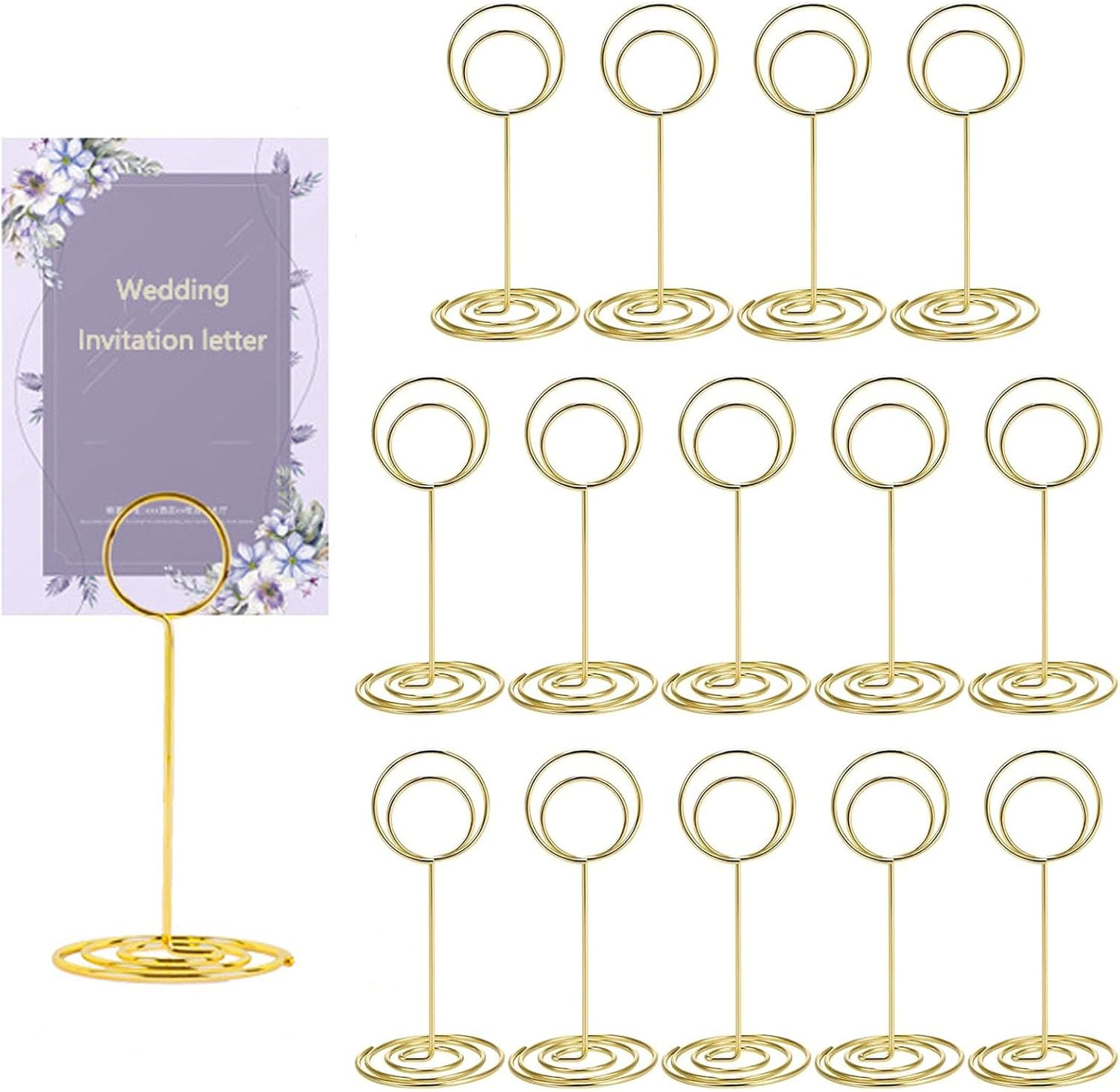 20 Pcs Gold Table Number Holders 3.35 Inch Short Wedding Place Card Stands for Reception, Party, Graduation, Restaurant Centerpiece Decor, Photo Menu Memo Holder, Home Table Decorations image number 1