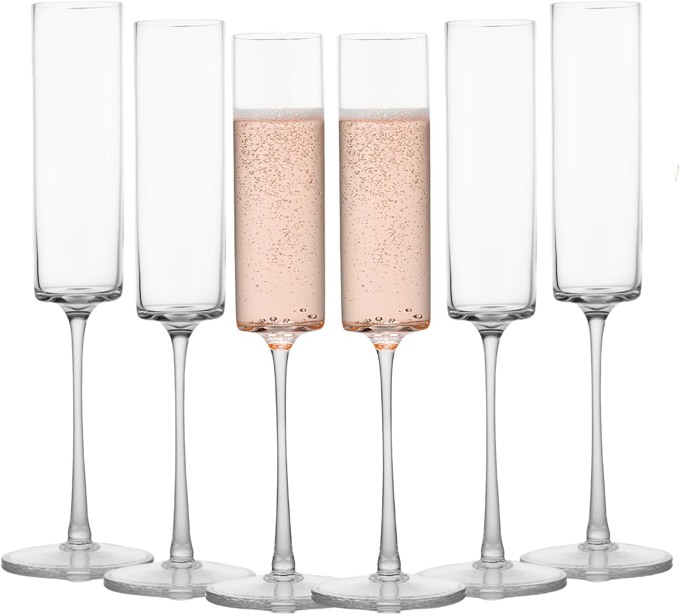 Set of 6 Crystal Champagne Glasses, Hand Blown Elegant Glasses 6.5 Ounce for Birthday Wedding Anniversary Transparent Champagne Flutes for Celebrations and Special Occasions image number 5