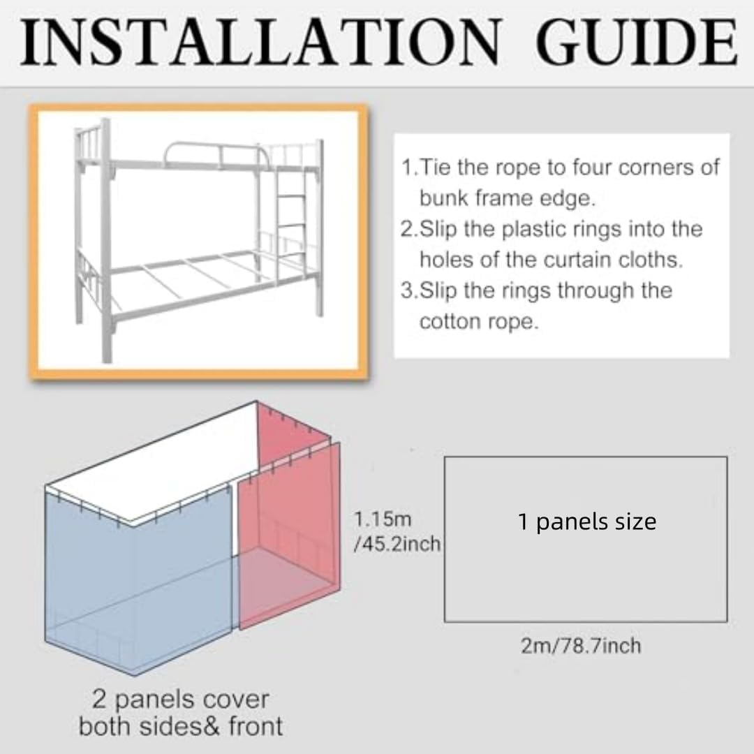 Thicken Bunk Bed Curtain Home Bunk Bed Blackout Underbed Cloth Privacy Curtains Dorm Bed Single Twin Bottom Curtains Loft Bed Canopy Tent Curtain Shading Drapes for Dorm College Home 2 Panels - Thicken Space 2 Panels image number 4