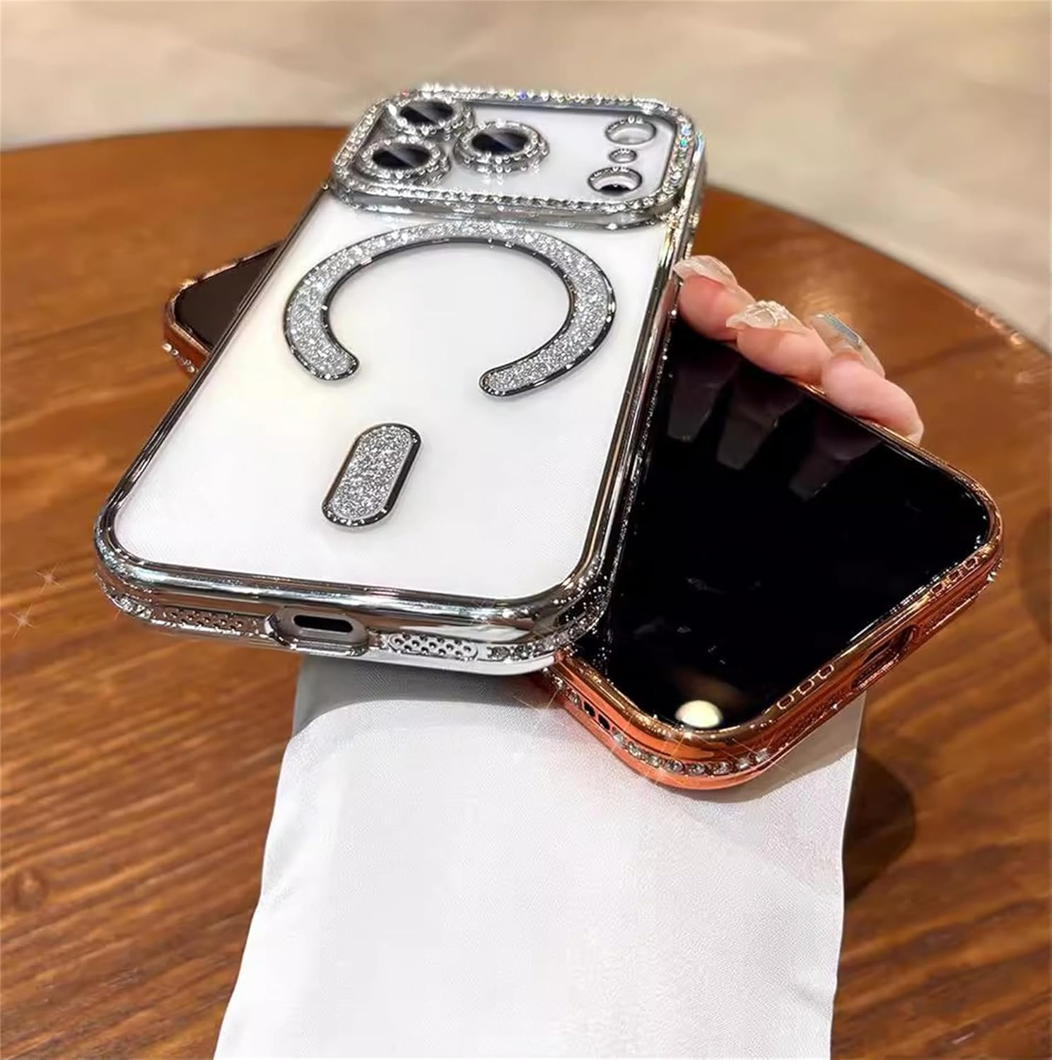 Einaily Glitter Case for Iphone 17 Pro Max for Magsafe Transparent Case with Bling Sparkly Diamond Protective Case for Girls Soft TPU Bumper Cover Shockproof Scratch-Resistant Mobile Phone Case For image number 2