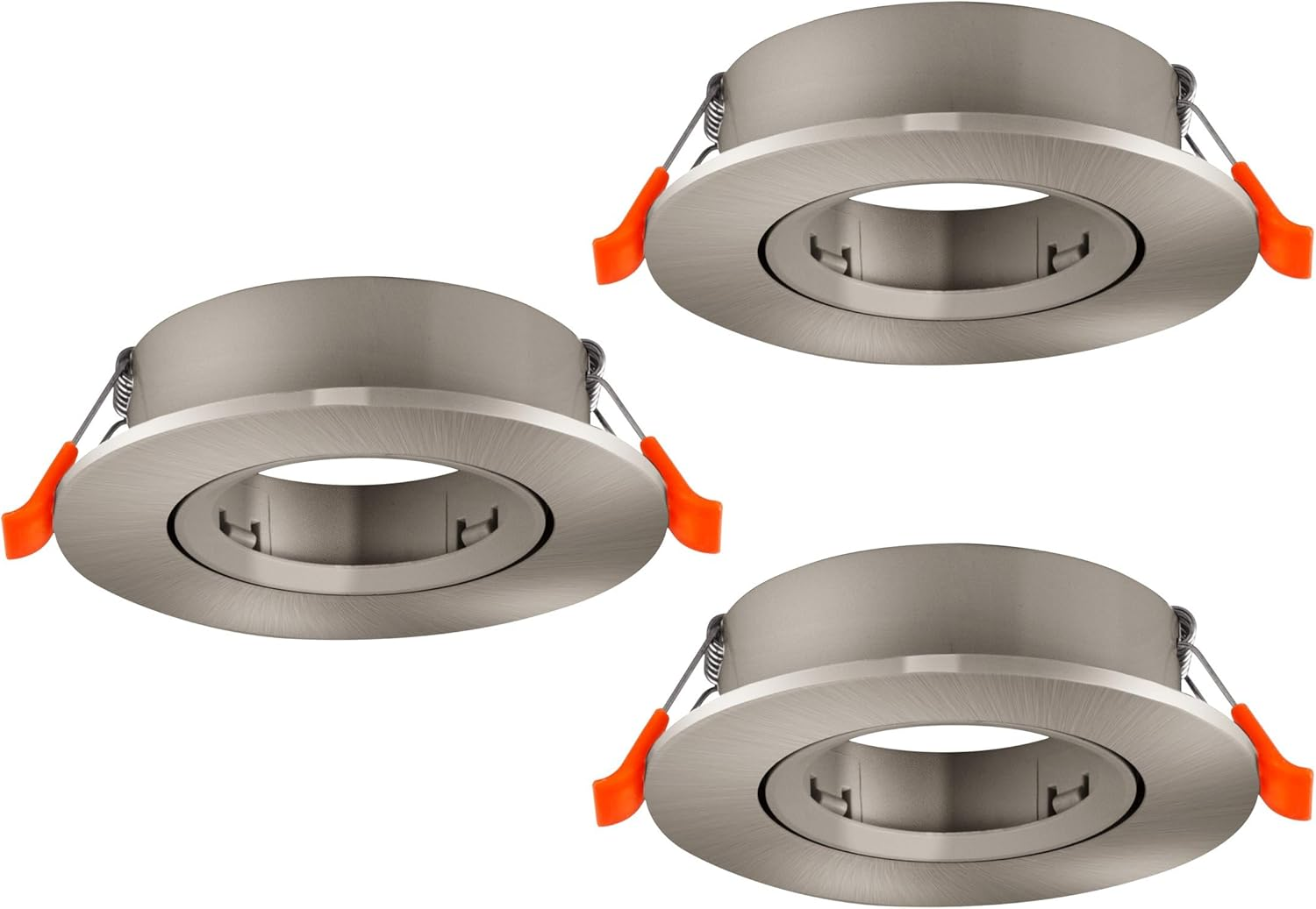 Eglo Set of 3 Recessed Spotlights Barranco, Adjustable Spot Lights for Ceiling, round Downlight without Bulb, Silver Plastic Lamp, GU10 Socket, &Oslash; 9 Cm