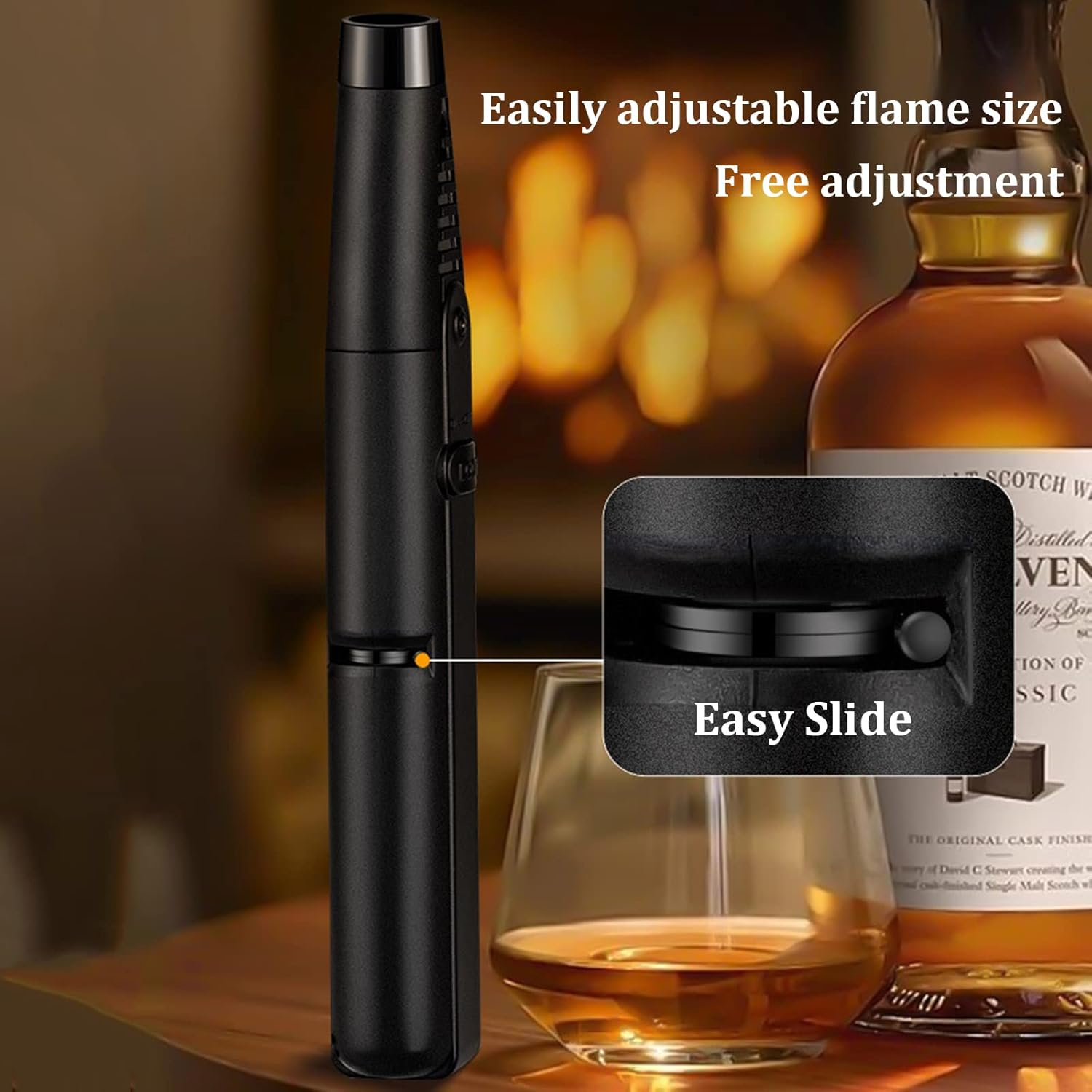 3 Pack of Torch Lighter, Jet Flame Lighter Refillable Butane Gas with Visible Fuel Tank, Windproof with Flame Fixed Lock and Adjustable Flame Lighter for Kitchen,Outdoor,Bbq(Without Butane Gas) image number 1