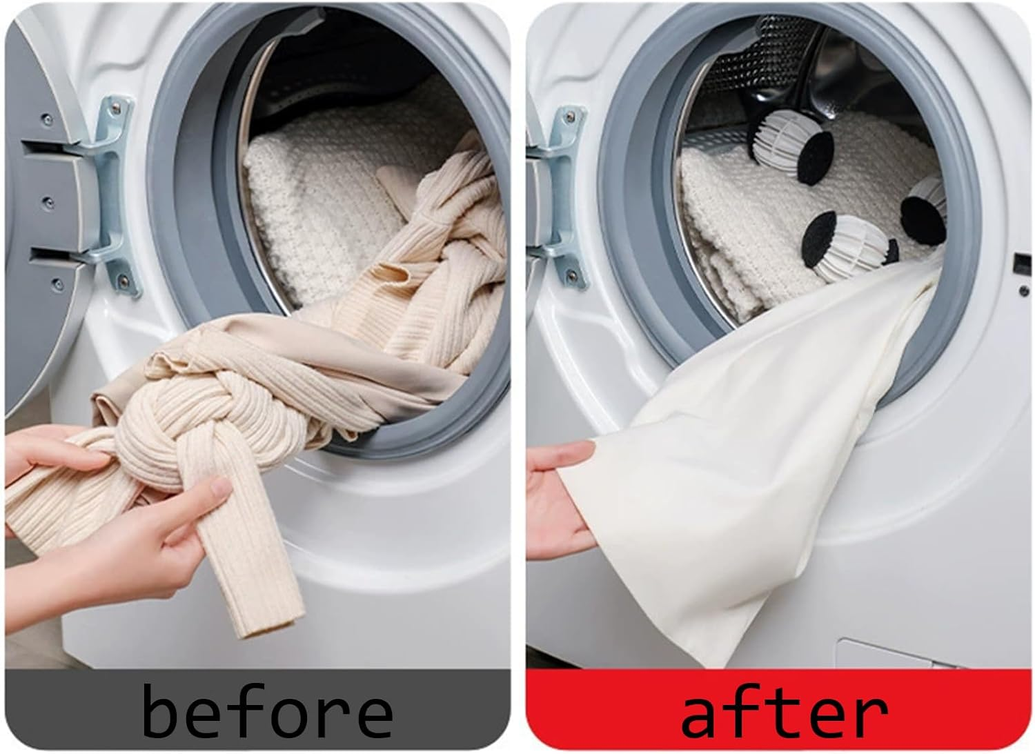 4PCS Pet Pet Hair Remover for Washing Machine, Dryer Balls, Anti-Tangle Laundry Balls, Effectively Removes Pet Hair, Lint and Debris, Black and White image number 5