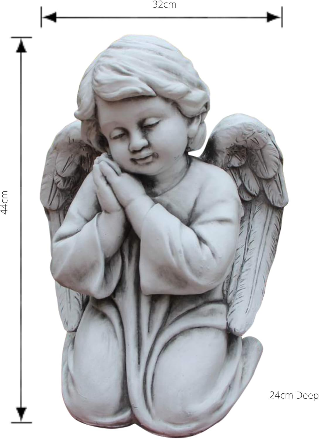 Statue Angel Boy Kneeling Sculpture Figurine Ornament Feature Garden Decor 32X24X44Cm image number 2