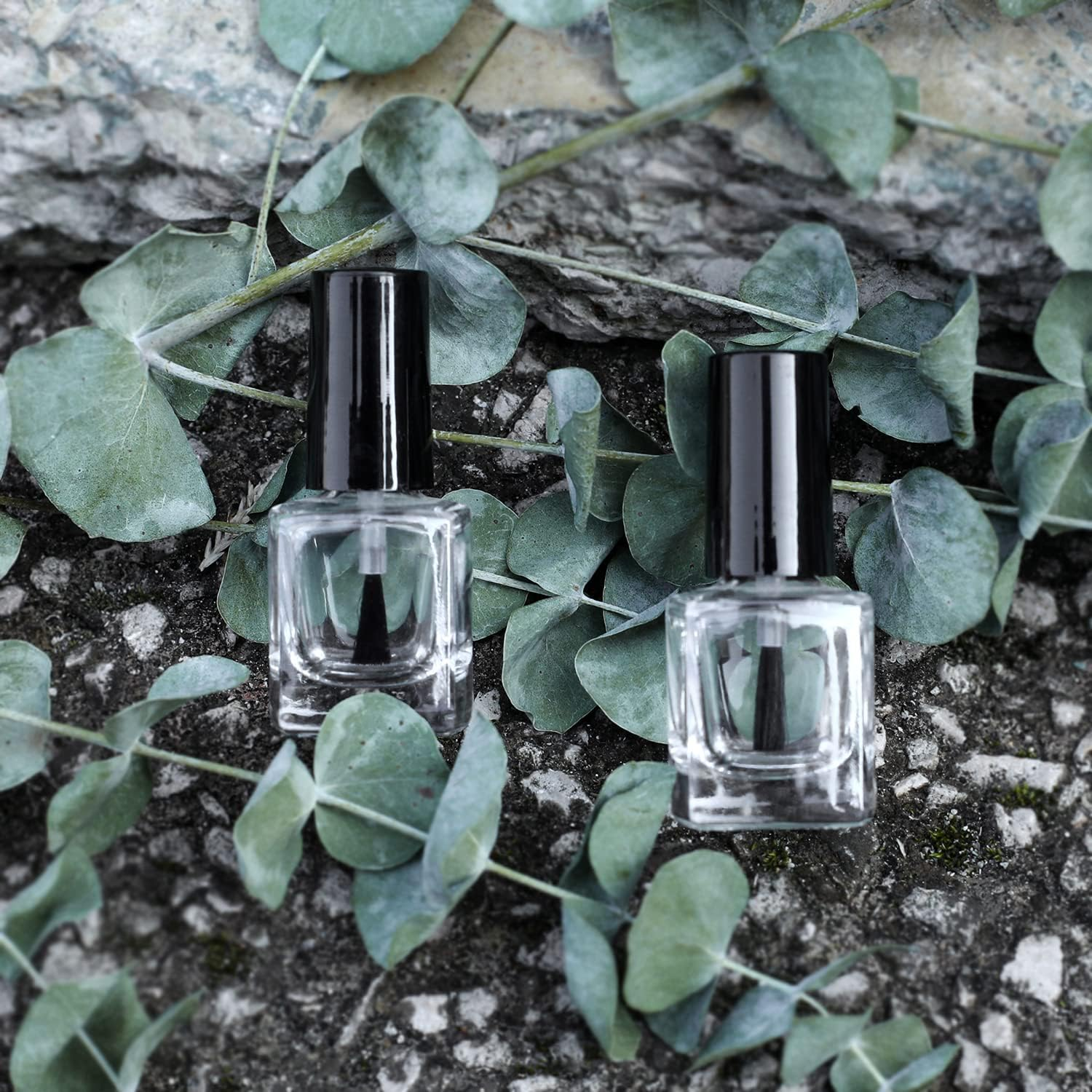 Agidea 6PCS Empty Nail Polish Bottles with Funnel, Empty Fingernail Polish Bottles Glass Rectangle with Brush & Mixing Balls Black (5ML) image number 5