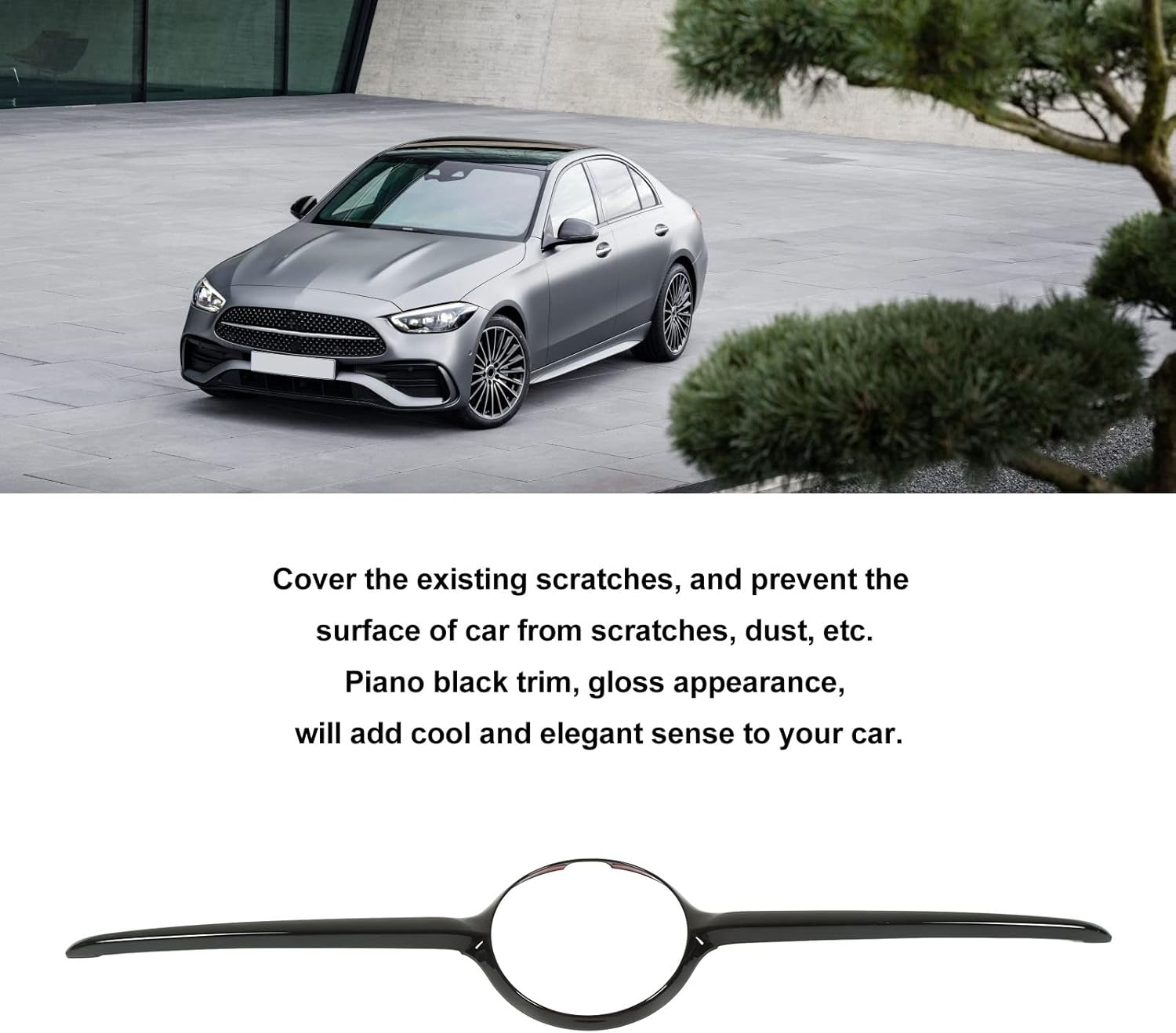 Front Bumper Grill Panel Trim Piano Black Replacement for C ‑ Class W206 2022 and Up image number 1