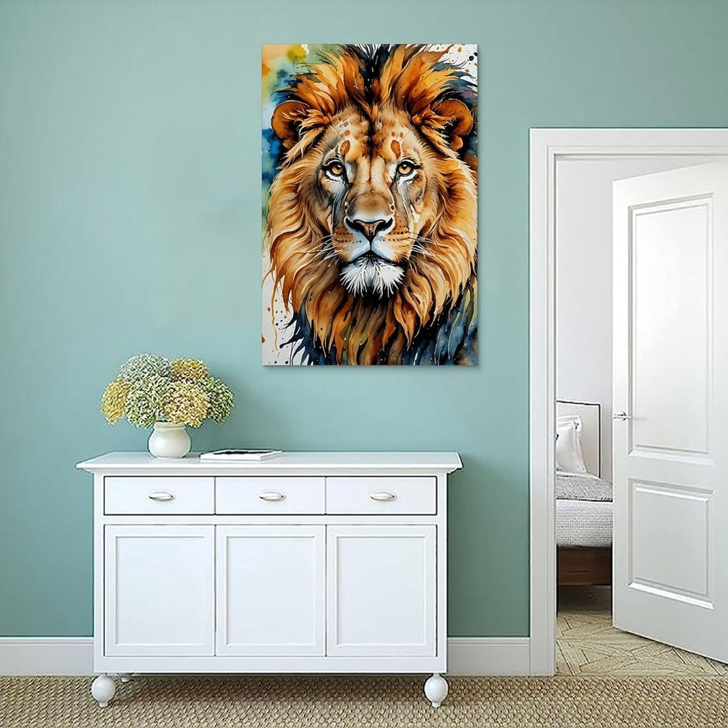 Lion Poster Poster Canvas Painting Wall Art Picture Home Decor Print for Bedroom Living Room Dorm Study Bar Office 16X24Inch(40X60Cm) Unframe-Style image number 1