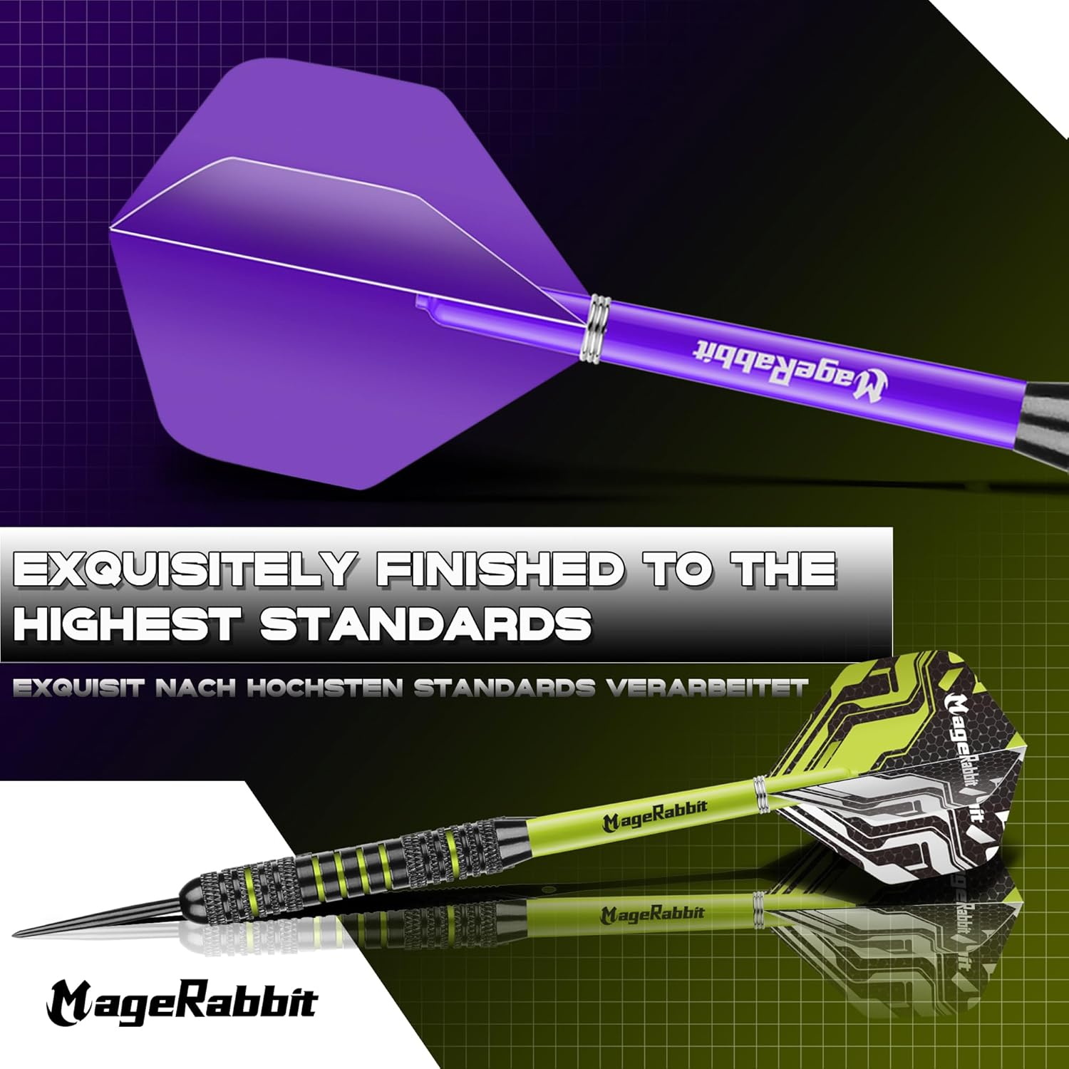 Magerabbit Metal Tip Darts 6 Pieces Professional Steel Darts with 12 Dart Flights image number 1