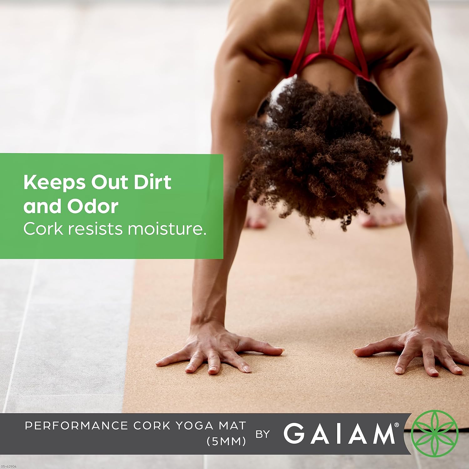 Gaiam Cork Yoga Exercise Mat | Natural Sustainable Cork Resists Sweat and Odors | Non-Slip TPE Backing Prevents Slipping| Great for Hot Yoga, Pilates, Fitness Working Out (68" X 24"X 5Mm Thick) - Cork image number 2