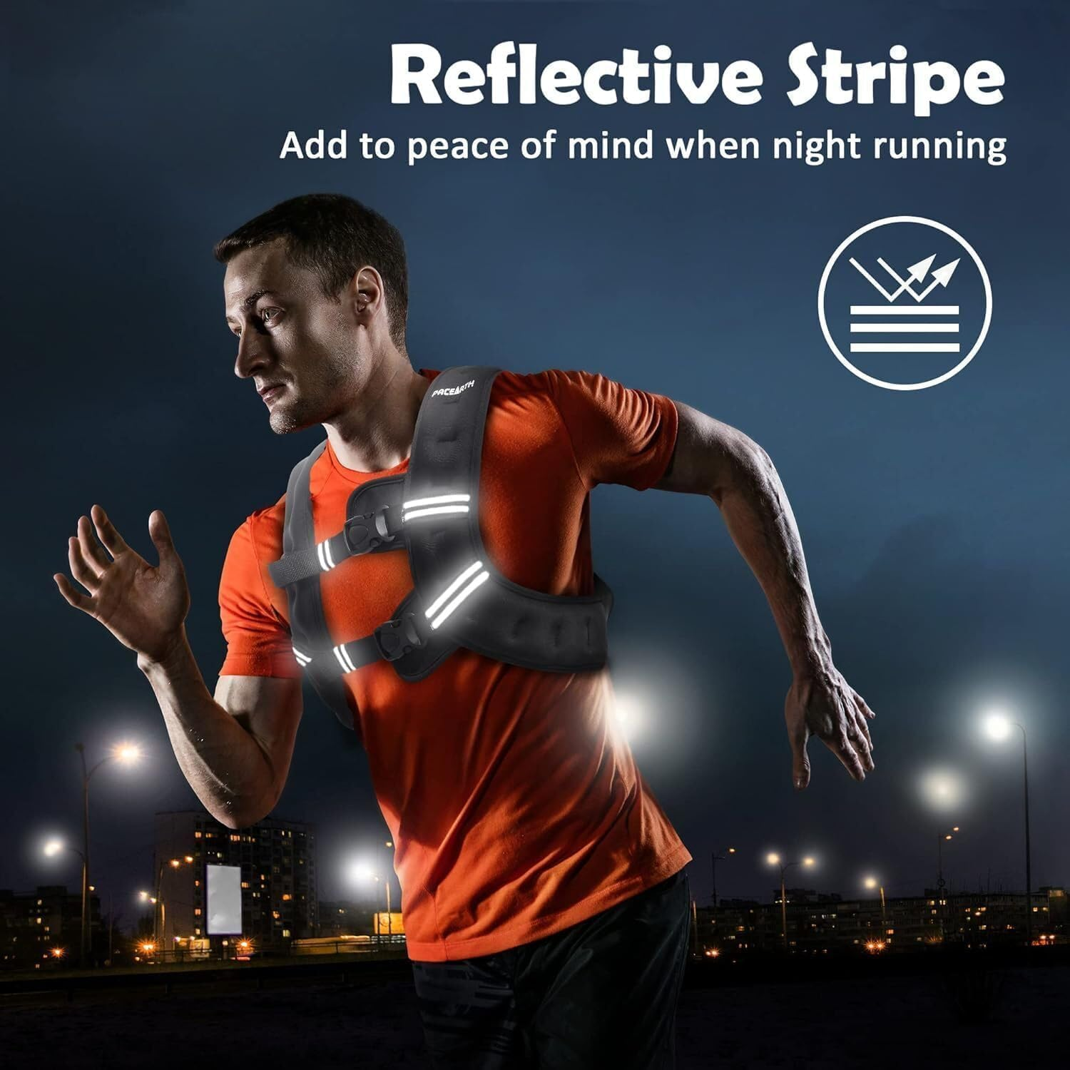 Weighted Vest, 3KG/5KG/8KG/10KG Weighted Exercise Vest with Reflective Stripe Adjustable Buckle，Fitness Vest for Men, Women Workout, Strength Training, Running, Walking, Jogging image number 1