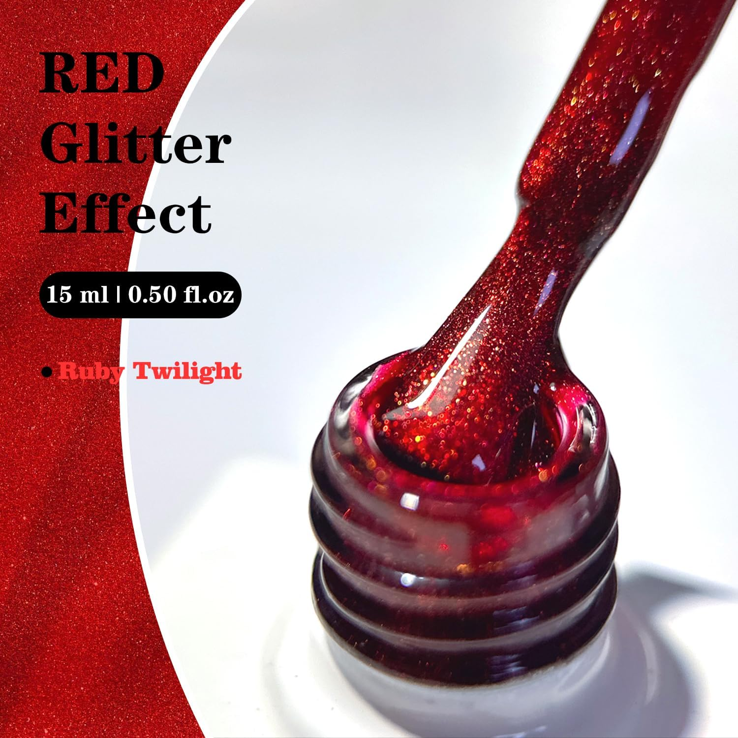0.5 OZ Cat Eye Gel Polish with Magnet 15ML Holographic Glitter Shimmer Translucent Jelly Color Magnetic Nail Polish Salon DIY at Home (Glass Blood Red-My008) - Aquamarine image number 5