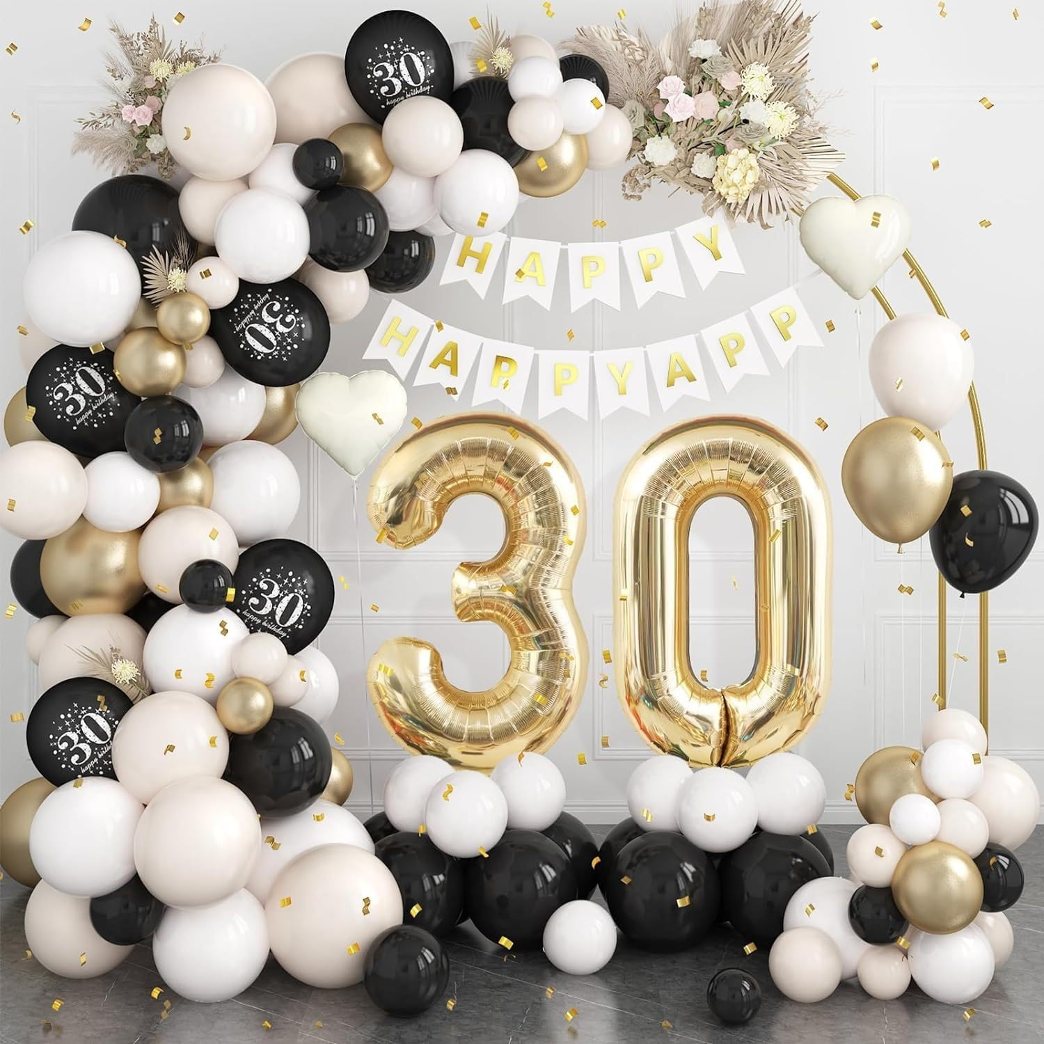 30Th Birthday Party Decorations Sets Sage Green Gold 30Th Birthday Balloon Arch Garland Kit with Giant Number 30 Foil Balloons,Banner for Women Men Party Decor(Sage Green)