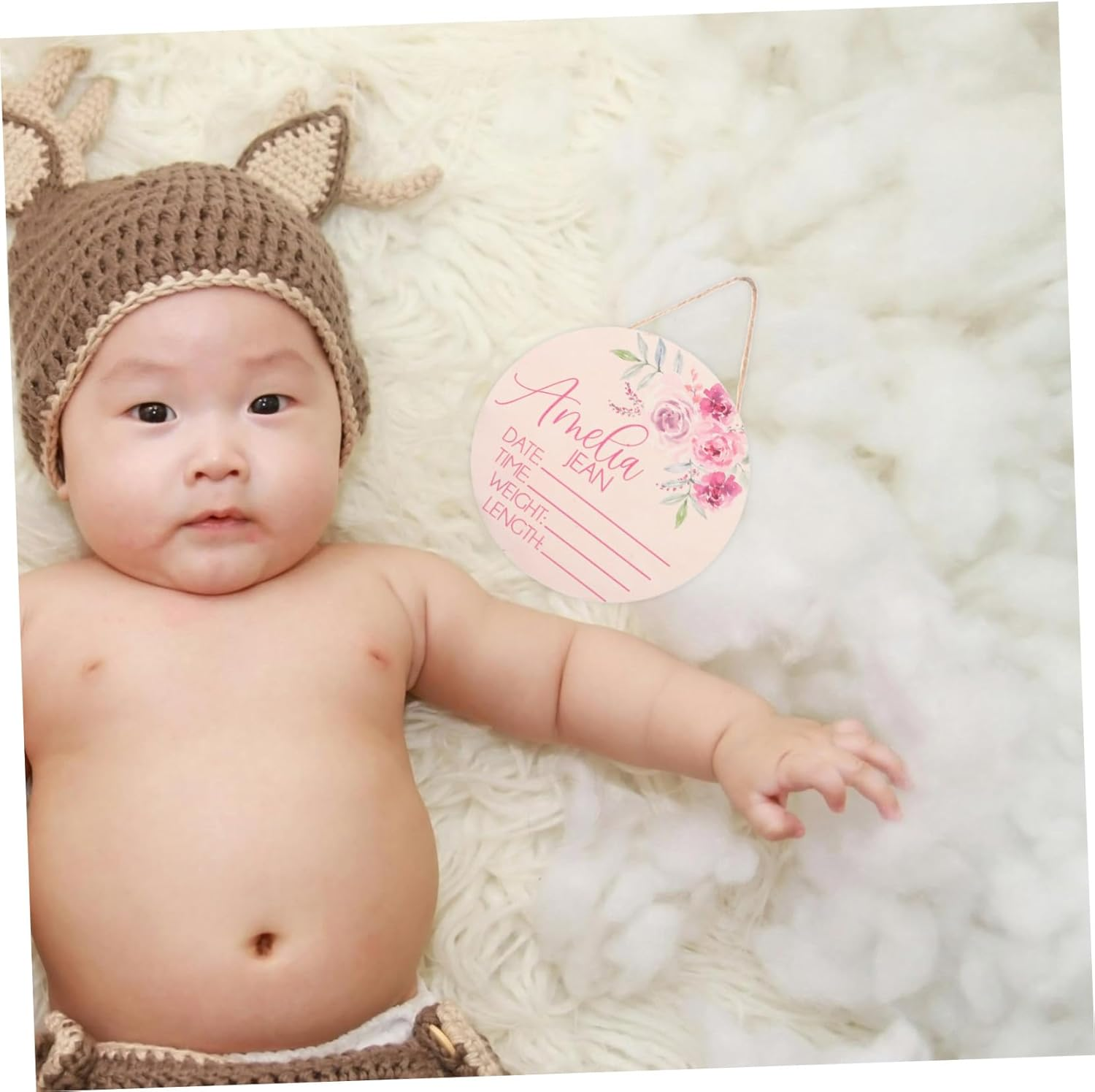 2Pcs Wooden Name Announcement Sign for Newborn Nursery Decor Birth Sign for Hospital image number 4