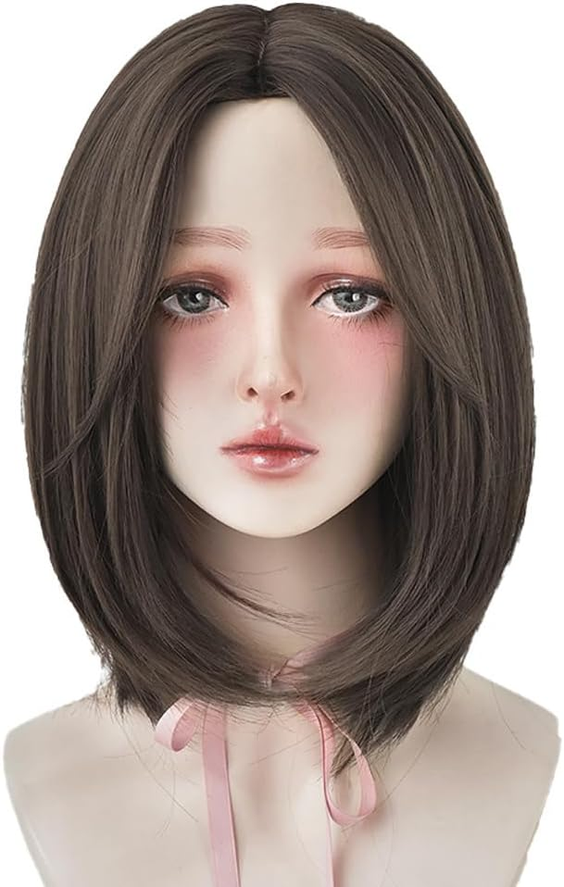 CENPEK Short Straight Wigs, Medium Length Clavicle Hair, Straight Hair with Middle Parting, Fashion Wig image number 4