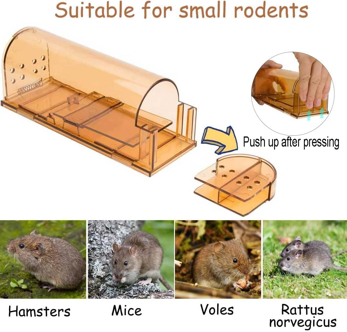 Humane Mouse Trap 2 Pack, Live Mice Trap, Reusable Indoor and outside Mouse Traps, Kids/Pets Safe, Easy to Set image number 4