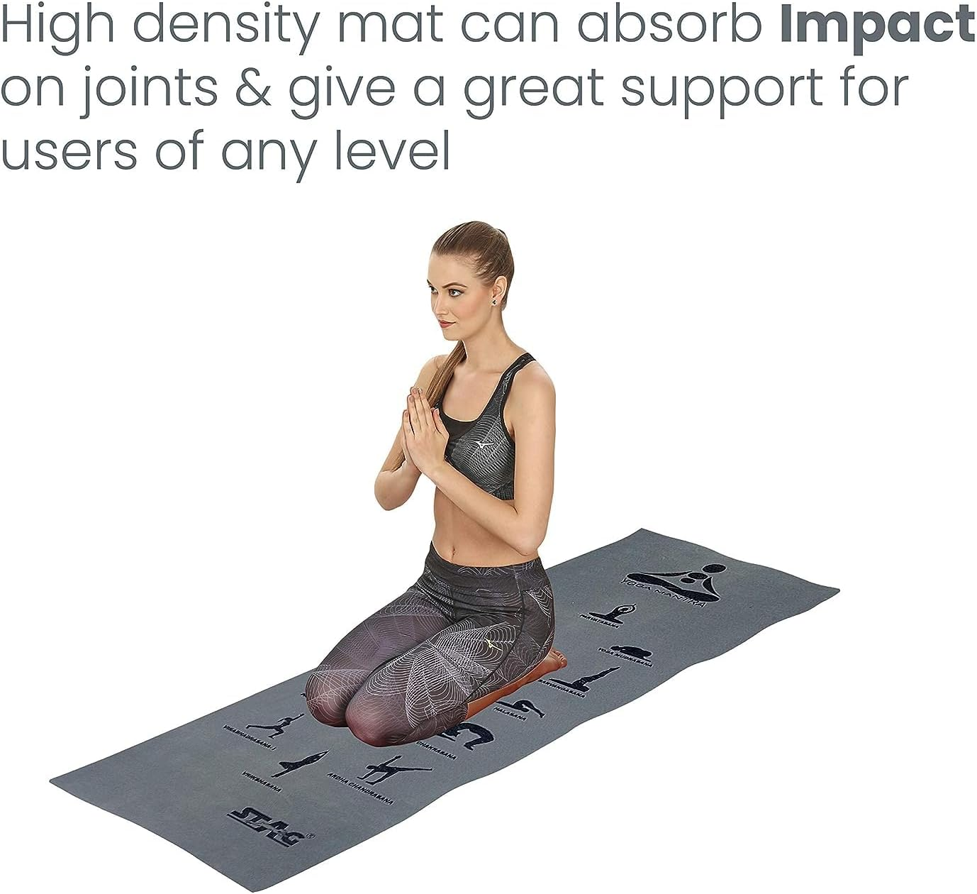 Stag Yoga Mantra Asana Grey Mat (6 Mm) with Bag | Home and Gym Use for Men and Women | with Cover | for Yoga, Pilates, Exercises image number 3