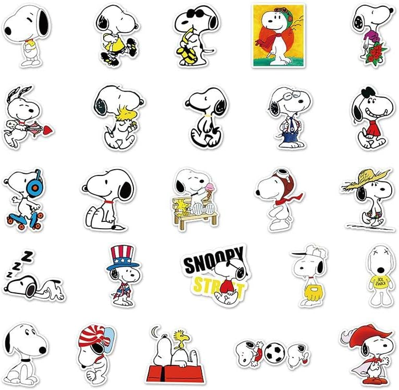 WOA Snoopy and Friends Vinyl Finish Die Cut Stickers Decals for Laptops Phones Phone Case Consoles Walls Luggage Case Books (50 Stickers), Multi, 3-7Cm image number 1