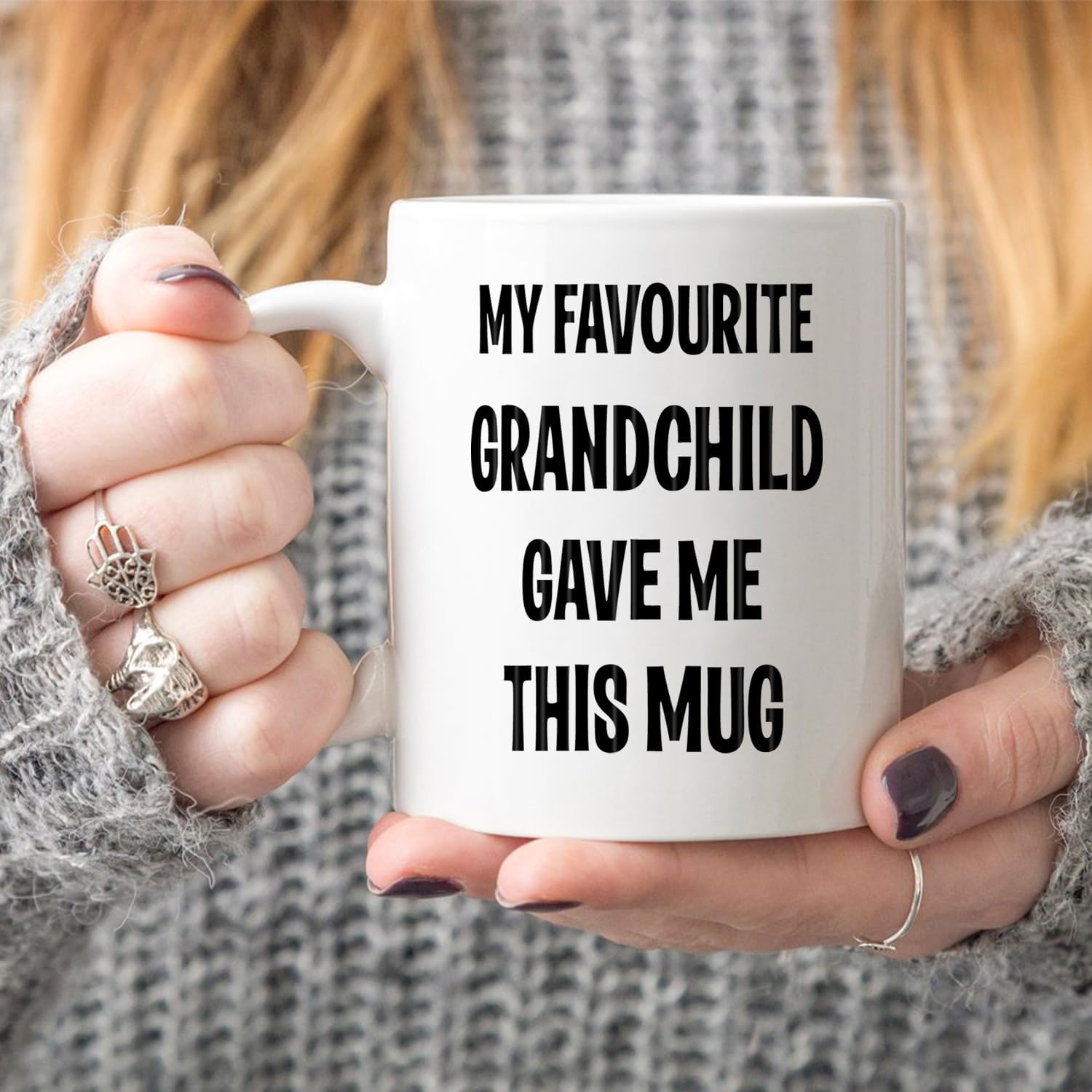 Funny Grandchild Birthday Gifts from Grandfatherr Grandmother Favourite Grandchild Mug 11Oz, My Favourite Grandchild Give Me This Mug for Grandad and Grandma image number 3