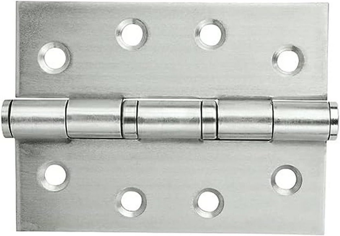 Romak 81159 Stainless Steel Fixed Pin Bearing Broad Butt Hinge, 100 Mm X 75 Mm Size, Brushed