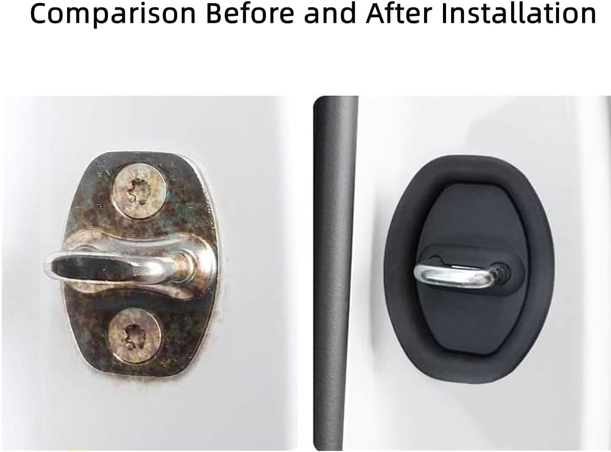 Car Silicone Door Latch Protective Cover, Vehicle Doors Locks Guard Stopper Set, Door Lock Protective Cover for Car (4Pcs, White)