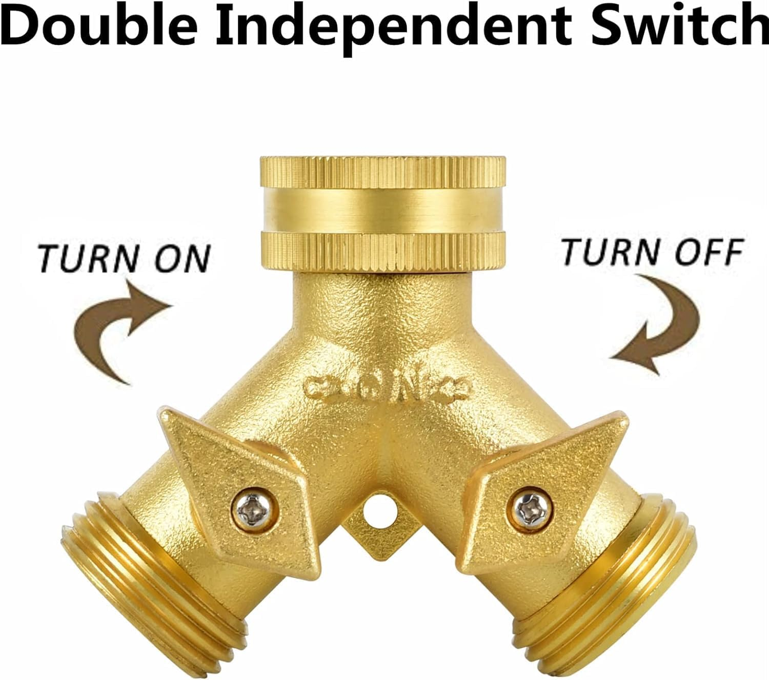 2 Way Heavy Duty Brass Garden Hose Connector Tap Splitter for Lawn and Garden - Outlet with 2 Valves, Hose Spigot Adapter, plus 4 Extra Rubber Washers - Updated Version image number 5
