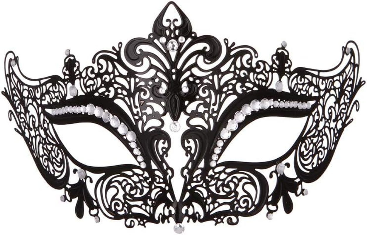 Masquerade Mask for Women Metal Mask Shiny Rhinestone Venetian Party Evening Prom Ball Mask Bar Costumes Accessory image number 4