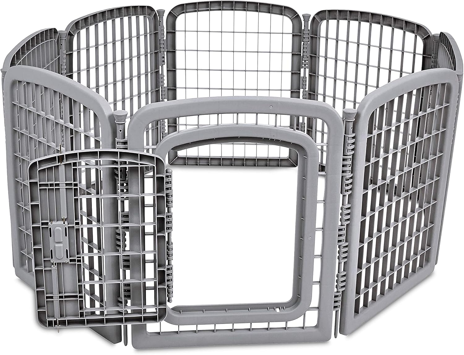 Amazon Basics 8-Panel Plastic Pet Pen Fence Enclosure with Gate - 150 X 147 X 71 Centimeters, Grey image number 3