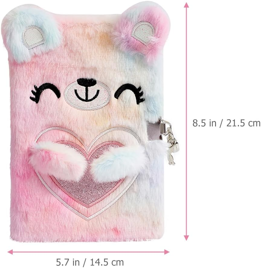 Gadpiparty Notebook with Lock Fluffy Diary Kids Journals for Girls Kawaii Notepad Lockable Notepad Diary with Lock Handbook Notebooks for Girls Cute Notepad Plush Plain Paper Hairy Student image number 5